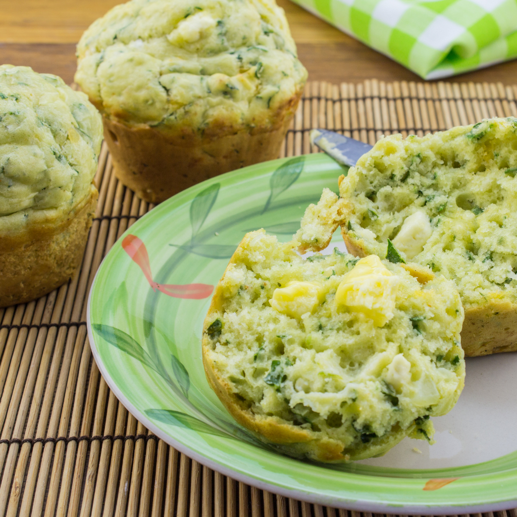 Zucchini and bacon and parmesan muffins
